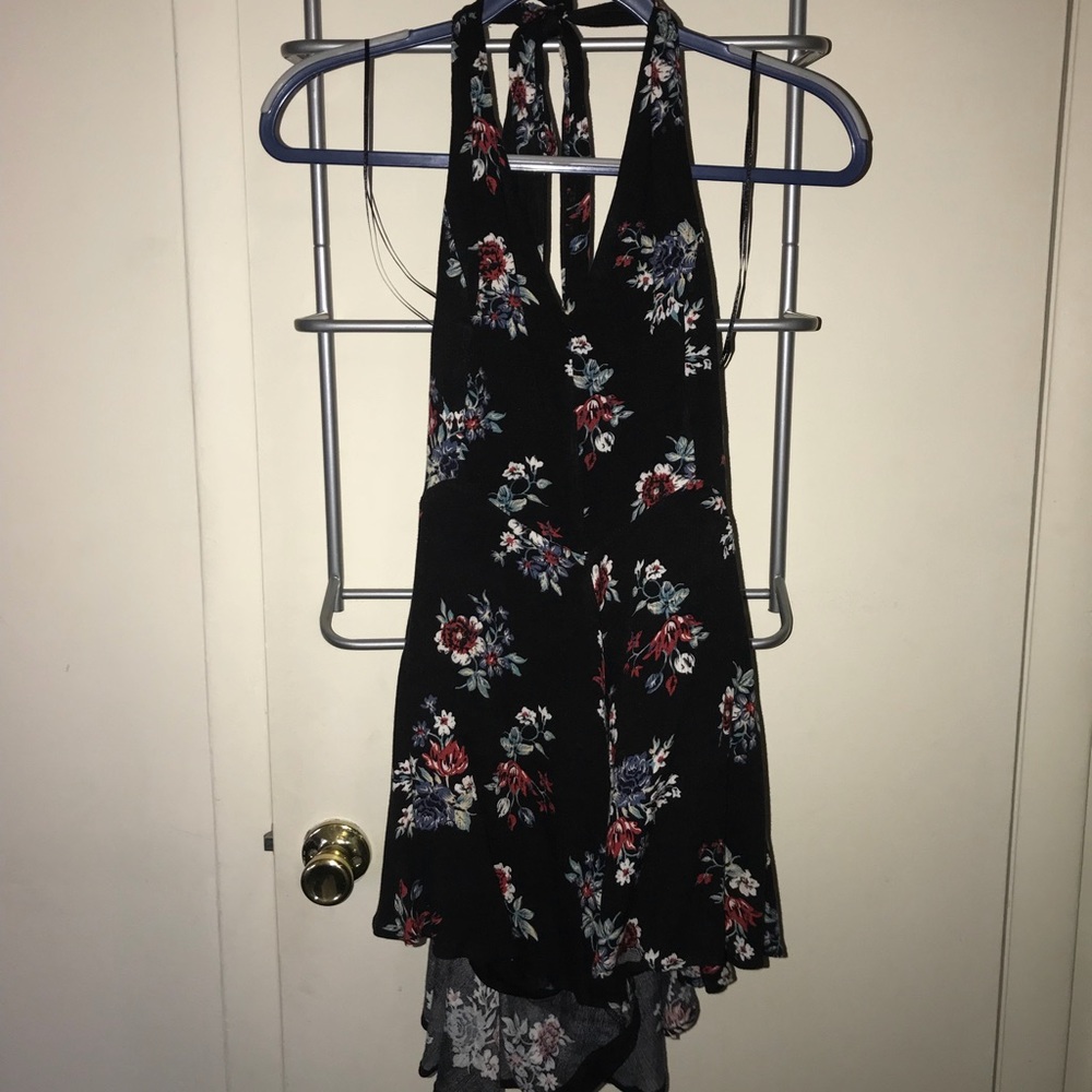 Black floral romper.